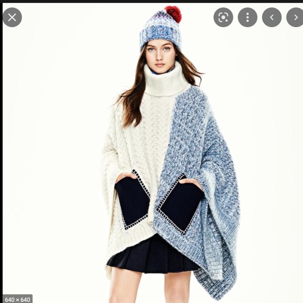 Hilfiger Collection Color Block Turtleneck Poncho… - image 1